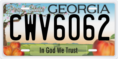 GA license plate CWV6062