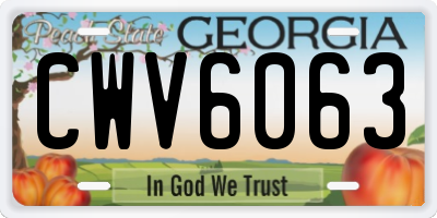 GA license plate CWV6063