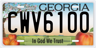 GA license plate CWV6100