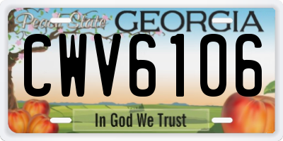 GA license plate CWV6106