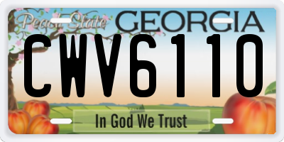 GA license plate CWV6110