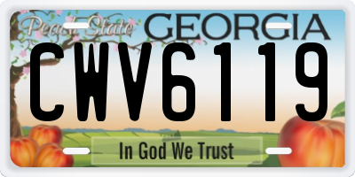 GA license plate CWV6119