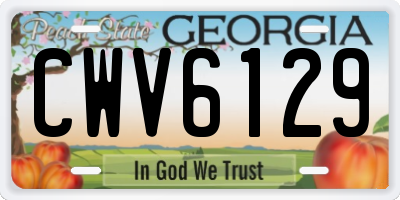 GA license plate CWV6129