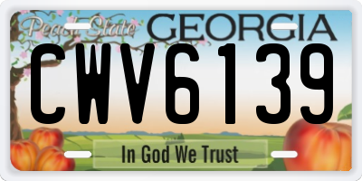 GA license plate CWV6139