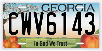 GA license plate CWV6143
