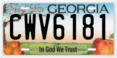 GA license plate CWV6181