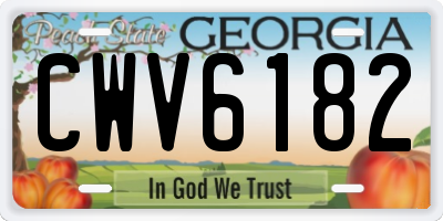 GA license plate CWV6182