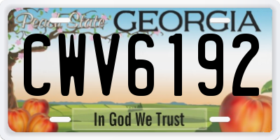 GA license plate CWV6192