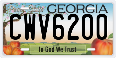 GA license plate CWV6200