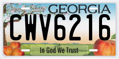 GA license plate CWV6216