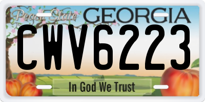 GA license plate CWV6223