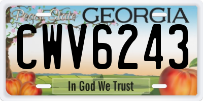 GA license plate CWV6243