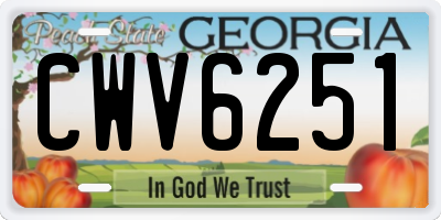 GA license plate CWV6251
