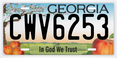 GA license plate CWV6253