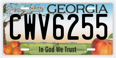 GA license plate CWV6255