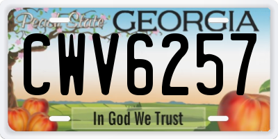 GA license plate CWV6257