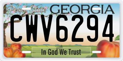 GA license plate CWV6294