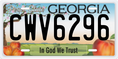 GA license plate CWV6296