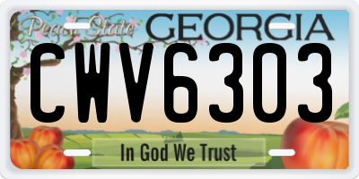 GA license plate CWV6303