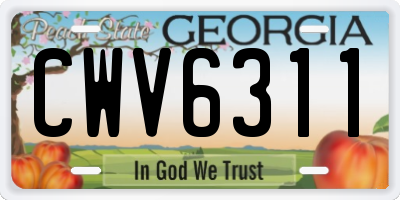 GA license plate CWV6311