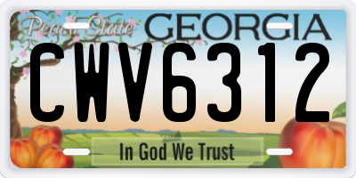 GA license plate CWV6312