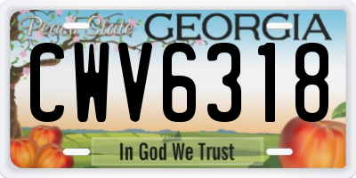 GA license plate CWV6318