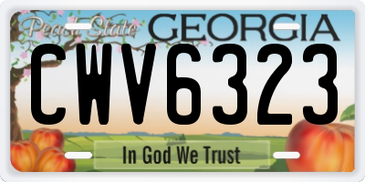 GA license plate CWV6323