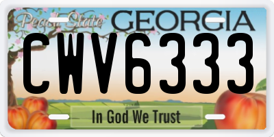 GA license plate CWV6333