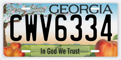 GA license plate CWV6334