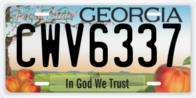 GA license plate CWV6337
