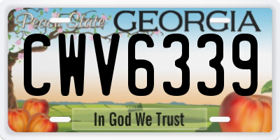 GA license plate CWV6339