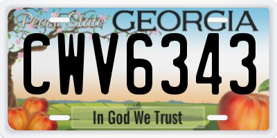 GA license plate CWV6343