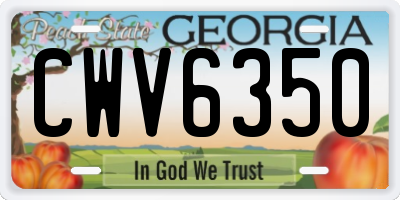 GA license plate CWV6350