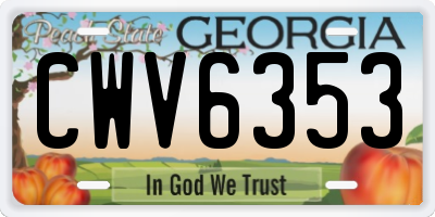 GA license plate CWV6353