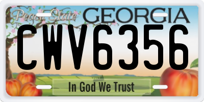 GA license plate CWV6356