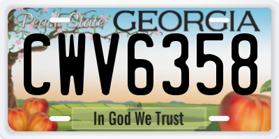GA license plate CWV6358
