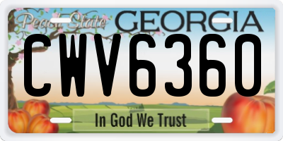 GA license plate CWV6360