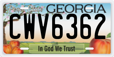 GA license plate CWV6362