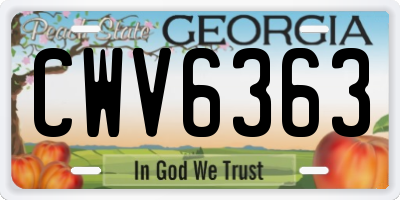 GA license plate CWV6363