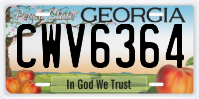 GA license plate CWV6364