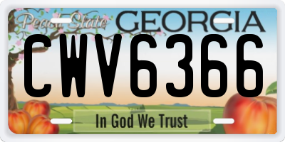 GA license plate CWV6366
