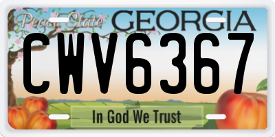GA license plate CWV6367