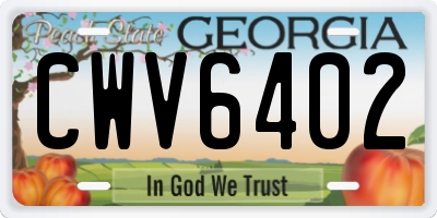 GA license plate CWV6402