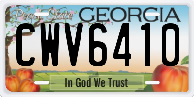 GA license plate CWV6410