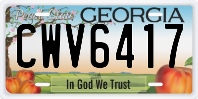 GA license plate CWV6417