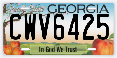 GA license plate CWV6425
