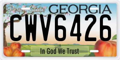 GA license plate CWV6426