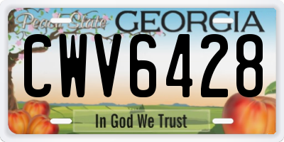 GA license plate CWV6428