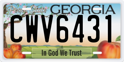 GA license plate CWV6431