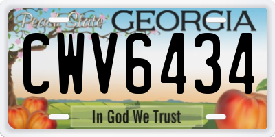 GA license plate CWV6434
